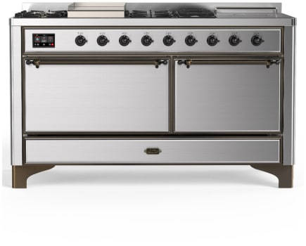 Ilve Majestic III Collection UM60FSQNR3SSBLP - Majestic III 60 inch Dual Fuel Range