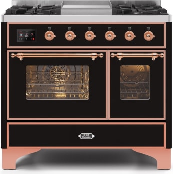 Ilve Majestic II Collection UMD10FDNS3BKP - 40 Inch Glossy Black Natural Gas Freestanding Range