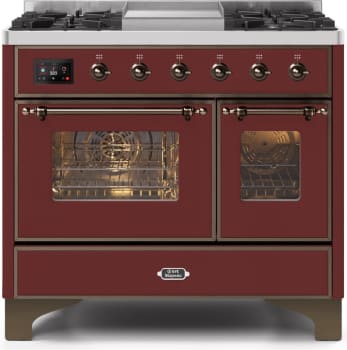 Ilve Majestic II Collection UMD10FDNS3BUB - 40 Inch Burgundy Natural Gas Freestanding Range