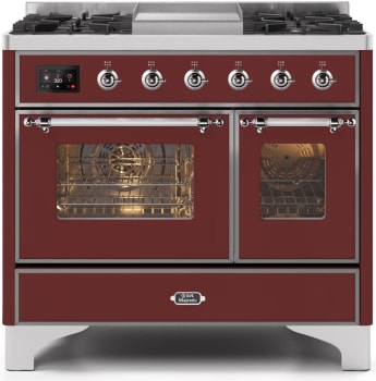 Ilve Majestic II Collection UMD10FDNS3BUC - 40 Inch Burgundy Liquid Propane Freestanding Range