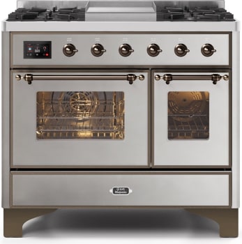 Ilve Majestic II Collection UMD10FDNS3SSBLP - 40 Inch Freestanding Dual Fuel Range in Front View