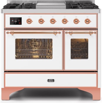 Ilve Majestic II Collection UMD10FDNS3WHPLP - 40 Inch Freestanding Dual Fuel Range in Front View