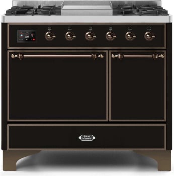 Ilve Majestic II Collection UMD10FDQNS3BKB - 40 Inch Freestanding Dual Fuel Range in Front View
