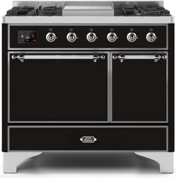 Ilve Majestic II Collection UMD10FDQNS3BKC - 40 Inch Freestanding Dual Fuel Range in Front View