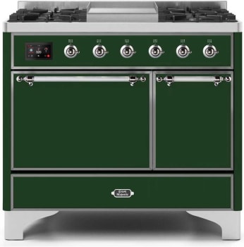 Ilve Majestic II Collection UMD10FDQNS3EGC - 40 Inch Freestanding Dual Fuel Range in Front View