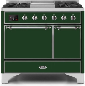 Ilve Majestic II Collection UMD10FDQNS3EGCLP - 40 Inch Freestanding Dual Fuel Range in Front View