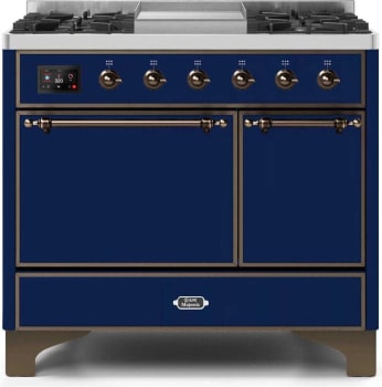 Ilve Majestic II Collection UMD10FDQNS3MBB - 40 Inch Freestanding Dual Fuel Range in Front View