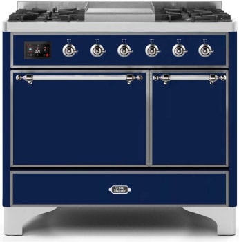 Ilve Majestic II Collection UMD10FDQNS3MBC - 40 Inch Freestanding Dual Fuel Range in Front View