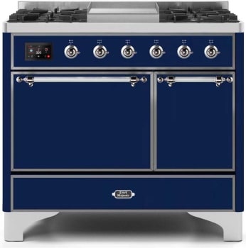 Ilve Majestic II Collection UMD10FDQNS3MBCLP - 40 Inch Freestanding Dual Fuel Range in Front View