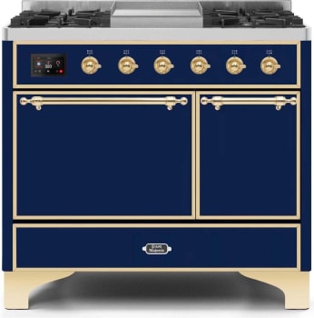 Ilve Majestic II Collection UMD10FDQNS3MBG - 40 Inch Freestanding Dual Fuel Range in Front View