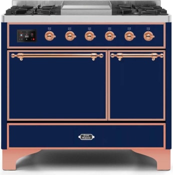 Ilve Majestic II Collection UMD10FDQNS3MBPLP - 40 Inch Freestanding Dual Fuel Range in Front View