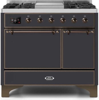 Ilve Majestic II Collection UMD10FDQNS3MGB - 40 Inch Freestanding Dual Fuel Range in Front View
