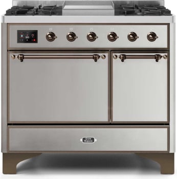 Ilve Majestic II Collection UMD10FDQNS3SSBLP - 40 Inch Freestanding Dual Fuel Range in Front View