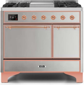 Ilve Majestic II Collection UMD10FDQNS3SSPLP - 40 Inch Freestanding Dual Fuel Range in Front View