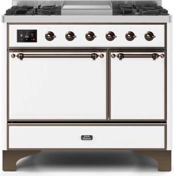 Ilve Majestic II Collection UMD10FDQNS3WHB - 40 Inch Freestanding Dual Fuel Range in Front View