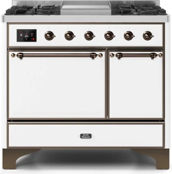 Ilve Majestic II Collection UMD10FDQNS3WHBLP - 40 Inch Freestanding Dual Fuel Range in Front View