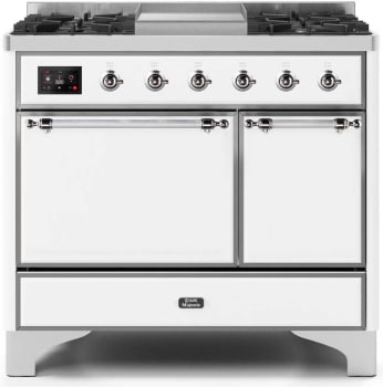 Ilve Majestic II Collection UMD10FDQNS3WHC - 40 Inch Freestanding Dual Fuel Range in Front View