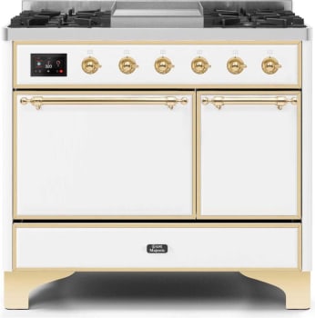 Ilve Majestic II Collection UMD10FDQNS3WHG - 40 Inch Freestanding Dual Fuel Range in Front View