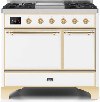 Ilve Majestic II Collection UMD10FDQNS3WHGLP - 40 Inch Freestanding Dual Fuel Range in Front View