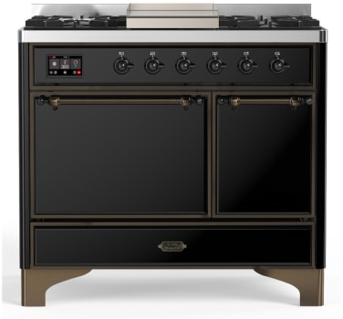 Ilve Majestic III Collection UMD40FQNR3BKBLP - 40 Inch Dual Fuel Range with 6 Sealed Burners, Griddle