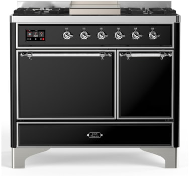 Ilve Majestic III Collection UMD40FQNR3BKCLP - 40 Inch Dual Fuel Range with 6 Sealed Burners, Griddle