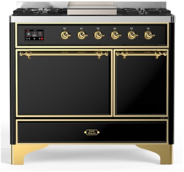 Ilve Majestic III Collection UMD40FQNR3BKGLP - 40 Inch Dual Fuel Range with 6 Sealed Burners, Griddle