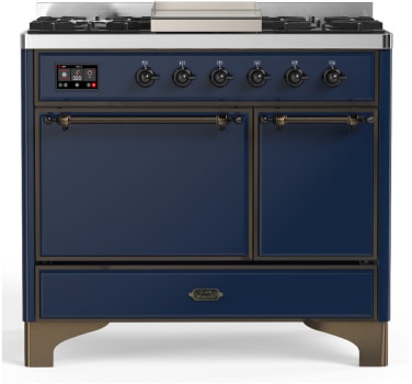 Ilve Majestic III Collection UMD40FQNR3MBB - 40 Inch Dual Fuel Range with 6 Sealed Burners, Griddle