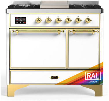 Ilve Majestic III Collection UMD40FQNR3RAG - 0 Inch Dual Fuel Range with 6 Sealed Burners, Griddle