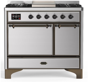 Ilve Majestic III Collection UMD40FQNR3SSB - 40 Inch Dual Fuel Range with 6 Sealed Burners, Griddle