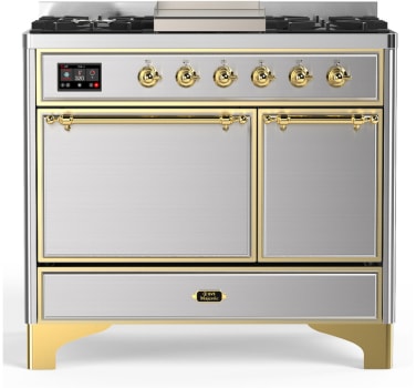 Ilve Majestic III Collection UMD40FQNR3SSGLP - 40 Inch Dual Fuel Range with 6 Sealed Burners, Griddle
