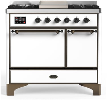 Ilve Majestic III Collection UMD40FQNR3WHBLP - 40 Inch Dual Fuel Range with 6 Sealed Burners, Griddle, in White