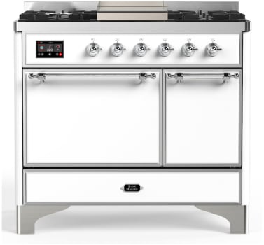 Ilve Majestic III Collection UMD40FQNR3WHC - 40 Inch Dual Fuel Range with 6 Sealed Burners, Griddle