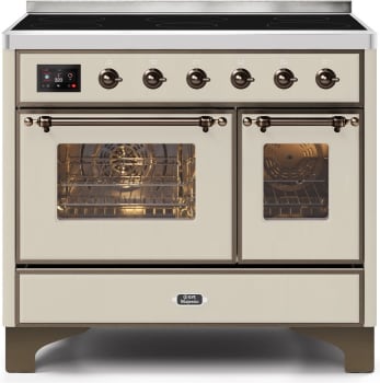 Ilve Majestic II Collection UMDI10NS3AWB - 40 Inch Antique White Freestanding Induction Range