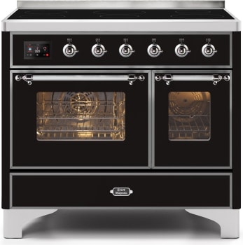 Ilve Majestic II Collection UMDI10NS3BKC - 40 Inch Glossy Black Freestanding Induction Range