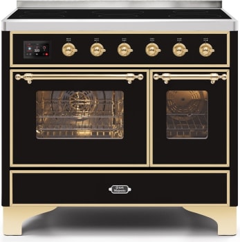 Ilve Majestic II Collection UMDI10NS3BKG - 40 Inch Glossy Black Freestanding Induction Range
