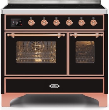 Ilve Majestic II Collection UMDI10NS3BKP - 40 Inch Glossy Black Freestanding Induction Range
