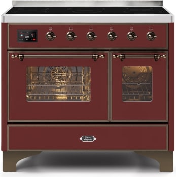 Ilve Majestic II Collection UMDI10NS3BUB - 40 Inch Burgundy Freestanding Induction Range