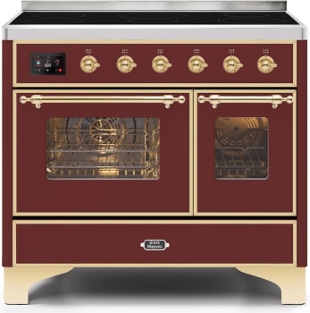 Ilve Majestic II Collection UMDI10NS3BUG - 40 Inch Burgundy Freestanding Induction Range