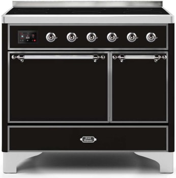 Ilve Majestic II Collection UMDI10QNS3BKC - 40 Inch Freestanding Electric Induction Range in Front View