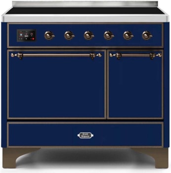 Ilve Majestic II Collection UMDI10QNS3MBB - 40 Inch Freestanding Electric Induction Range in Front View