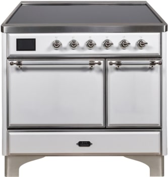 Ilve Majestic II Collection UMDI10QNS3WHC - 40 Inch Freestanding Electric Induction Range in Front View