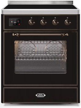 Ilve Majestic II Collection UMI30NE3BKB - 30 Inch Glossy Black Freestanding Induction Range