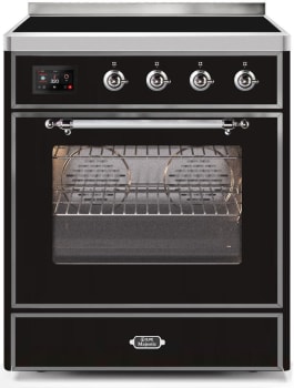 Ilve Majestic II Collection UMI30NE3BKC - 30 Inch Glossy Black Freestanding Induction Range