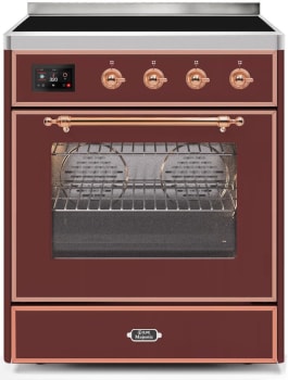 Ilve Majestic II Collection UMI30NE3BUP - 30 Inch Burgundy Freestanding Induction Range
