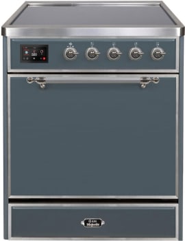 Ilve Majestic II Collection UMI30QNE3BGC - Majestic II 30 Inch Freestanding Range in Blue Grey with Chrome Trim