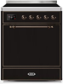 Ilve Majestic II Collection UMI30QNE3BKB - 30 Inch Freestanding Electric Induction Range in Front View