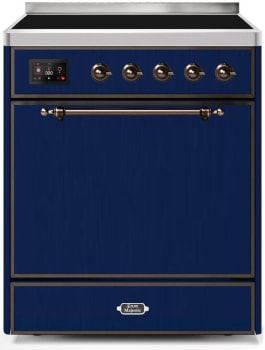 Ilve Majestic II Collection UMI30QNE3MBB - 30 Inch Freestanding Electric Induction Range in Front View