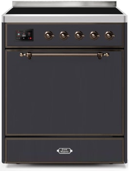 Ilve Majestic II Collection UMI30QNE3MGB - 30 Inch Freestanding Electric Induction Range in Front View
