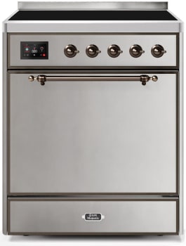 Ilve Majestic II Collection UMI30QNE3SSB - 30 Inch Freestanding Electric Induction Range in Front View