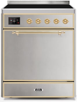 Ilve Majestic II Collection UMI30QNE3SSG - 30 Inch Freestanding Electric Induction Range in Front View